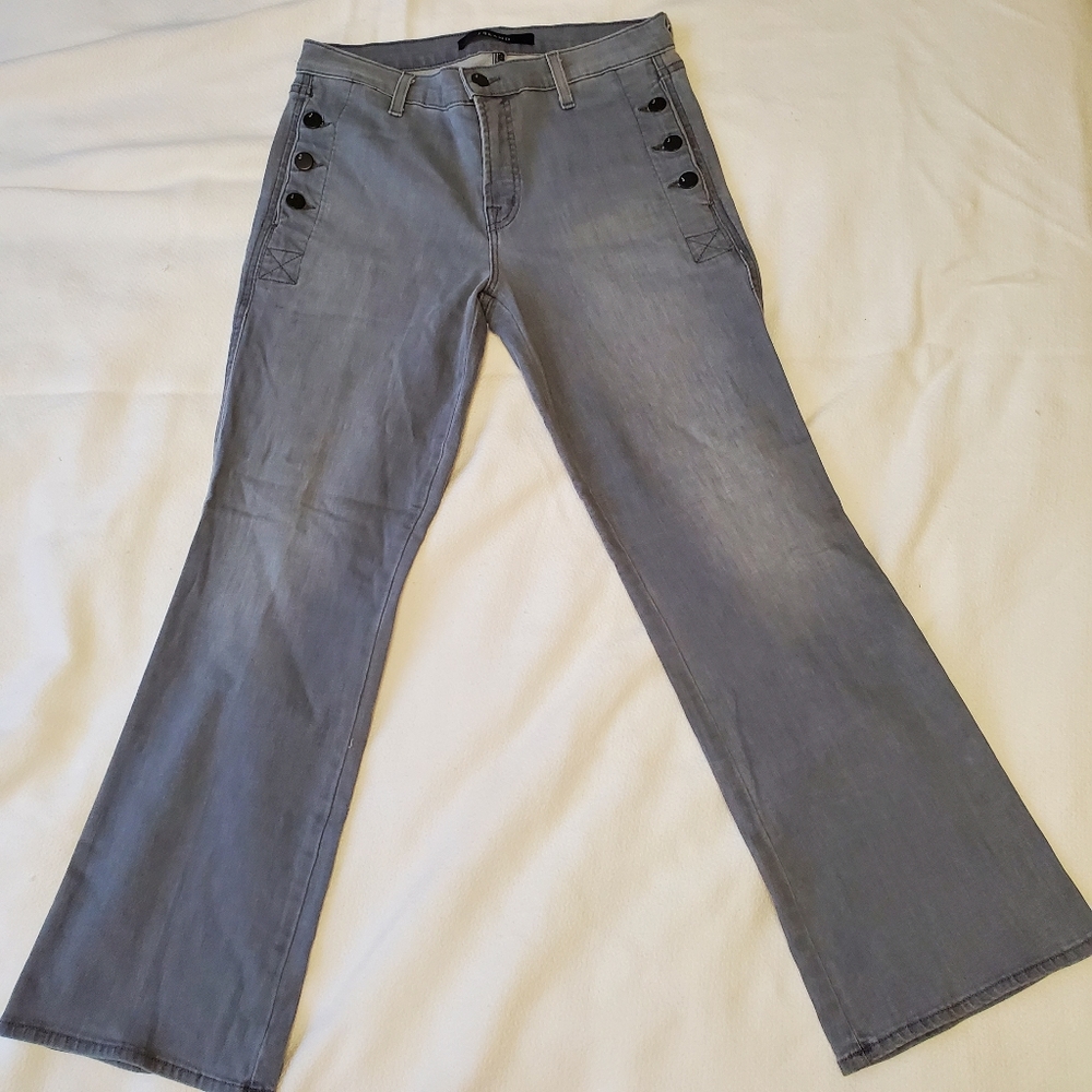 J brand gray denim sailor cropped straight leg ankle jeans 28